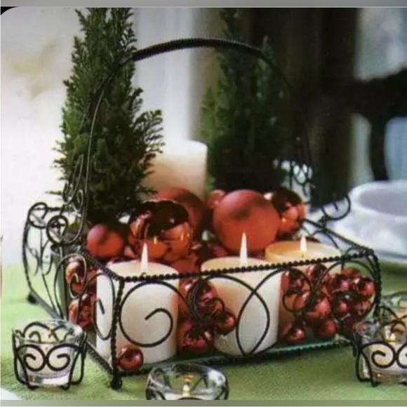 SL@H Square Iron Jamestown Centerpiece Glass Tray- removable handle - Picture 5 of 11